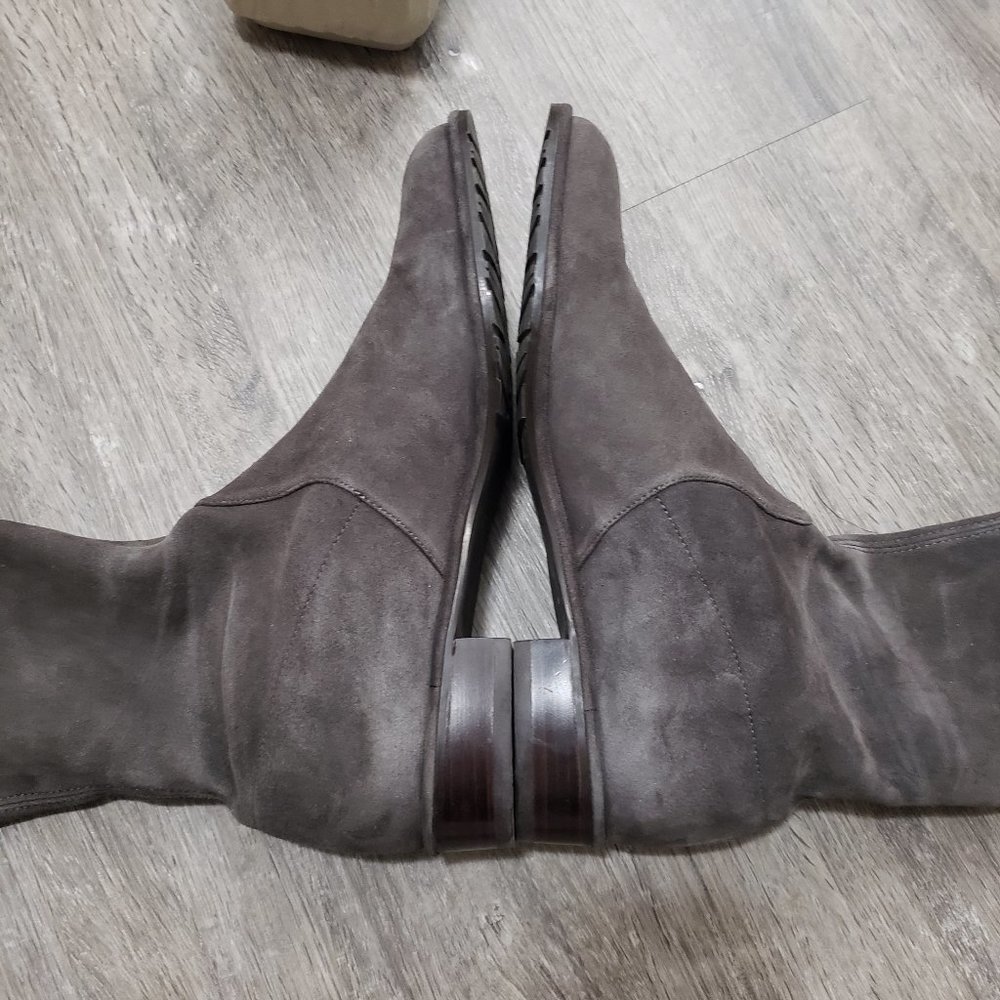 Stuart Weitzman Lowland Leather Over The Knee Boots Sz 8 Grey - Picture 6 of 11